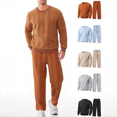 2025 Einfarbig Sportlich Lässig Jacquard Herren Warmes Unterhemd Pullover Hose Anzug