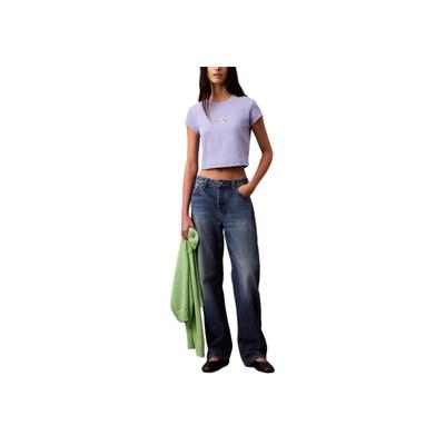 Soft Breathable Fitted Round Neck Short Sleeve T-Shirt Women Tops Lavender 47AB802-540