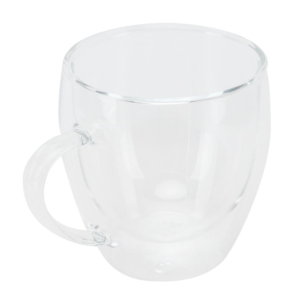 Glasbecher mit Henkel Transparent Doppelwandig Kaffee Milch Tee Trinkbecher Hitzebeständig 250ml