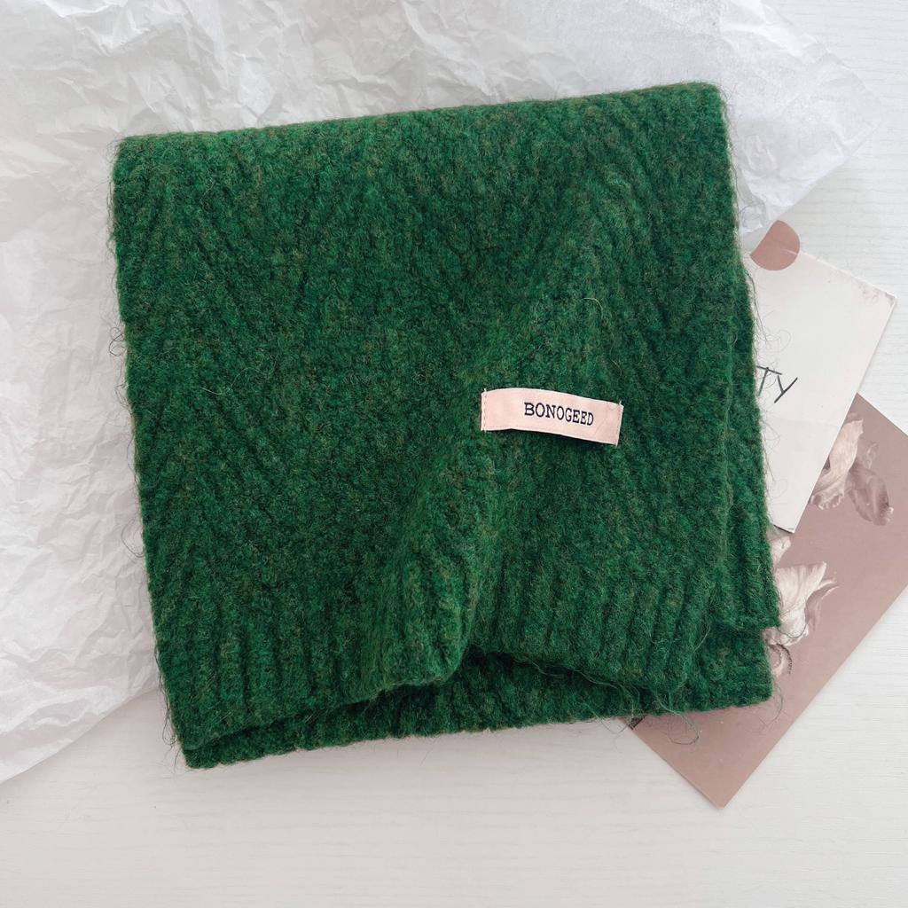 New Korea Styles Wool Knitted Small Scarf Women Winter Warm Scarves Simple Designer Thickened Shawl Soft Pashmina Neck