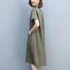 Solid Color Loose Casual Waist Slimming Plus Size Women's Dress Mom