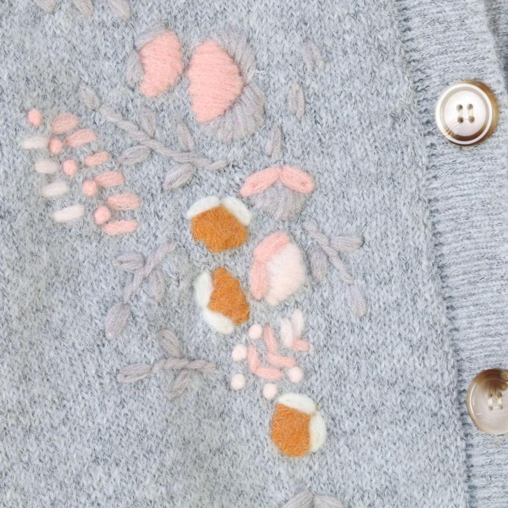 Yang Mi Style Floral Embroidery Knit Cardigan: Versatile Korean Fashion Sweater for Women (Autumn/Winter)