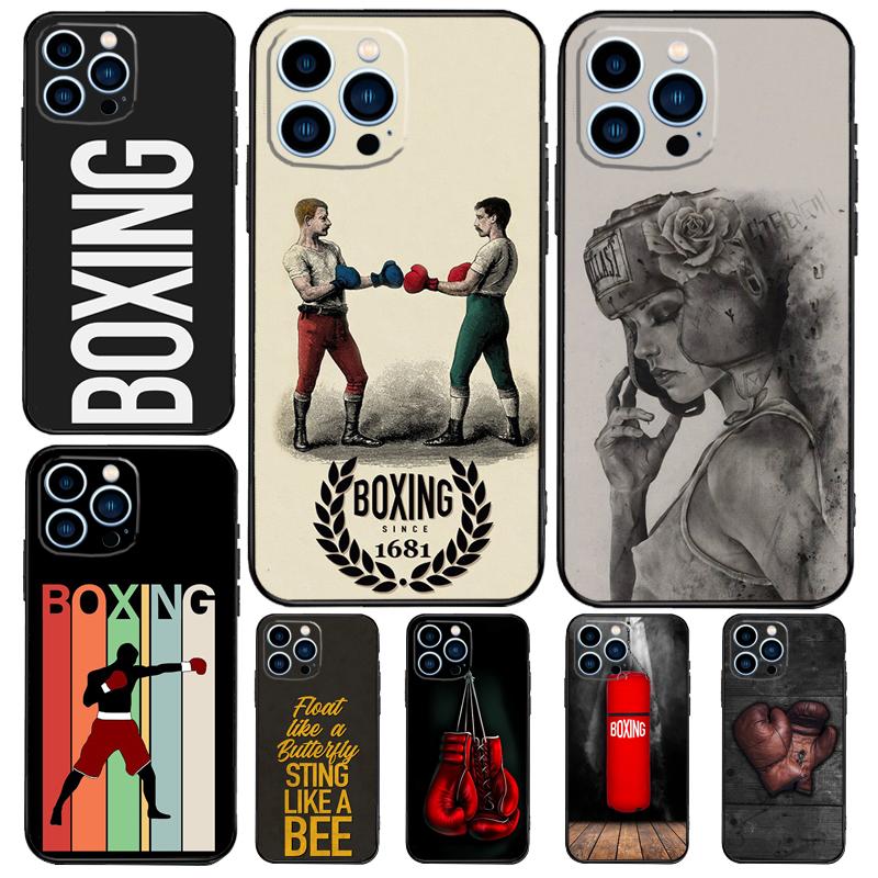 Boxing Art Case For iPhone 15 16 14 13 12 11 Pro Max Plus X XR XS Max 12 13 Mini Soft Bumper Cover
