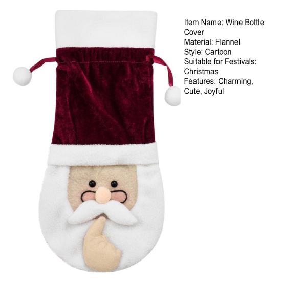 Świąteczny Mikołaj Pokrowiec na Butelkę Wina Miękki Pluszowy Nakładka na Butelkę Wina Uroczy