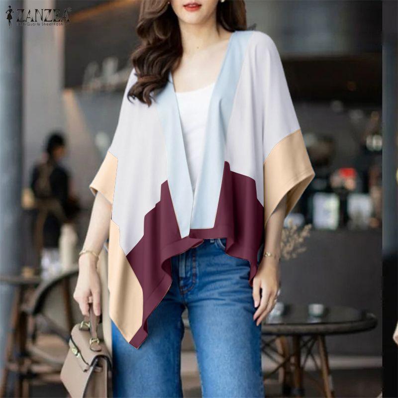 ZANZEA Womens Casual Batwing Sleeve Loose Cardigan Cover Up Blouse