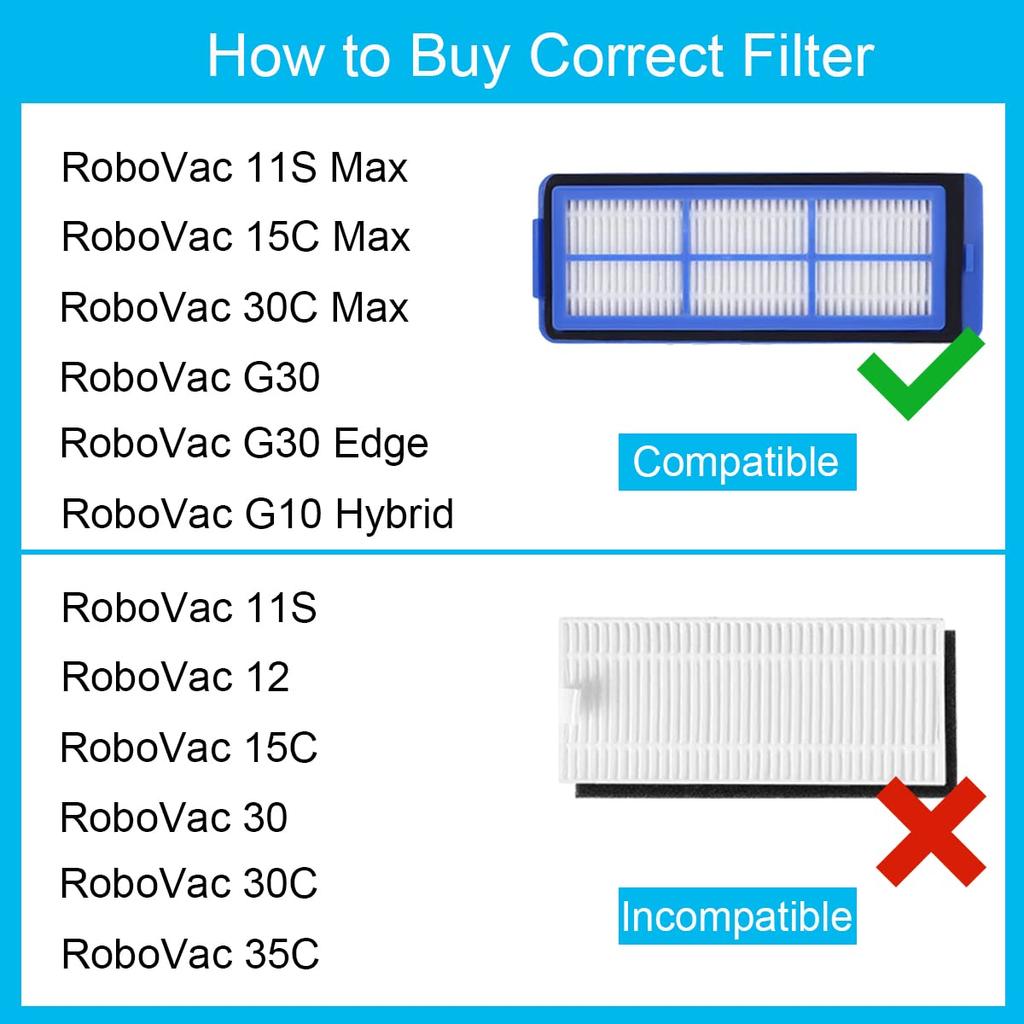 EATBALE Compatible Eufy Robovac 11S Robovac 15C Robovac 30C G30 G10 Hybrid Robot Vacuum Cleaner Replacement Accessories 4 6 Side 1 Main Brush Max,