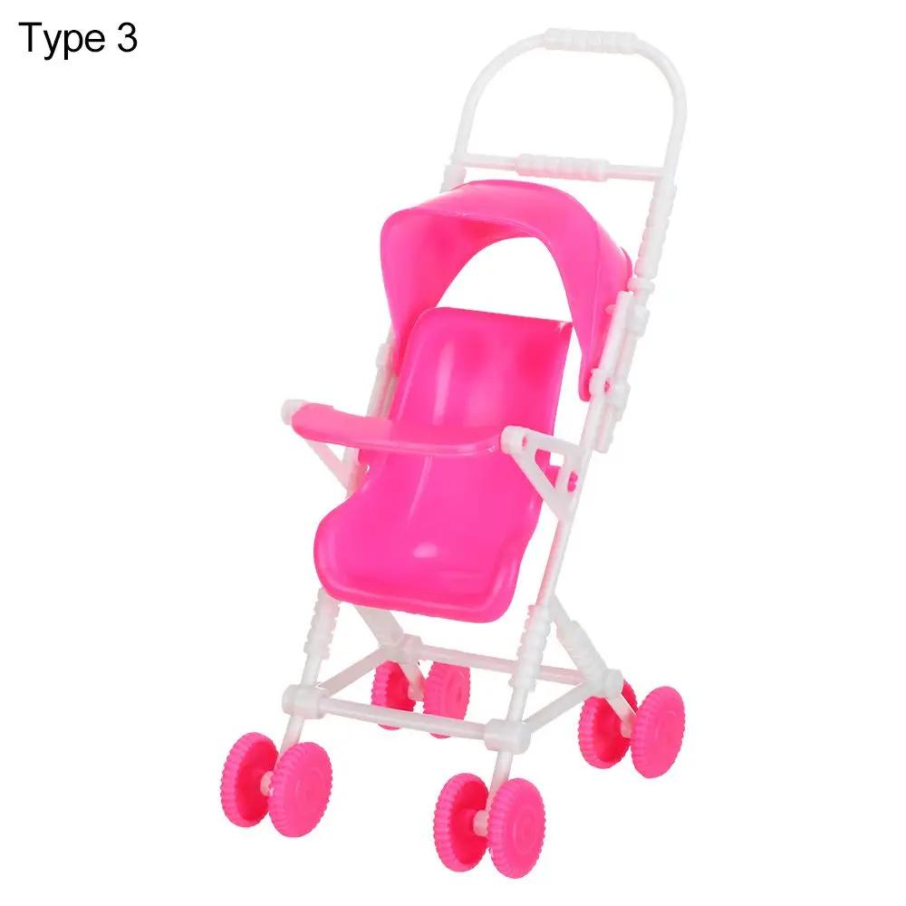 Miniature Baby Stroller For Dolls Accessories Dollhouse Furniture Plastic Mini Dining Chair Infant Carts Girls Pretend Toys