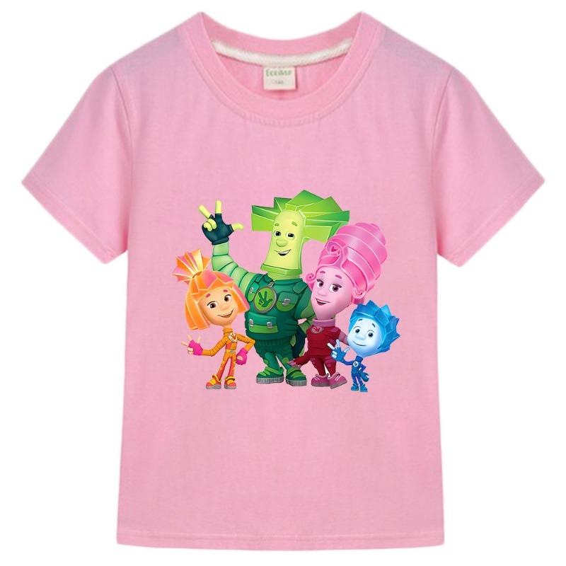 100% Cotton New Children Clothing Girls Russian Cartoon The Fixies T Shirt Funny Baby Boys Summer Tops Short Sleeve Kids T-shirt