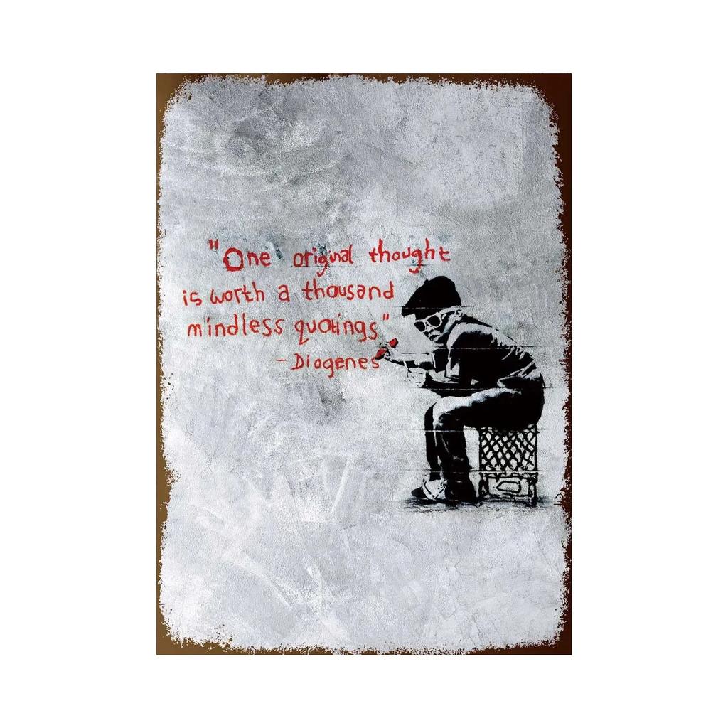 Banksy Graffiti Art Metal Tin Sign Poster Street Wall Painting Love Little Boy Poster Living Room Corridor Bar Home Decoration