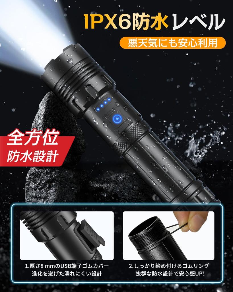 Powerful LED Flashlight US Military Earthquake Disaster Disaster Compatible with and AAA 5000mAh Battery to 16 Hours of USB Smartphone Handheld COB