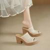 Fashion 2025 Woven Cutout Round Toe Flip Flops Small Platform Platform Heightened Open Toe Women's Slipper