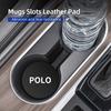 RFKNG1 2Pcs Car Leather/Carbon Fiber Water Cup Coasters Anti-Slip Pads For VW Polo Scirocco Jetta Beetle Passat Tiguan Sharan Touran