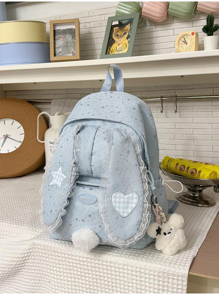 Schoolbag new rabbit ear three-dimensional schoolbag Korean girl milk waxy gentle feeling travel versatile leisure travel backpack
