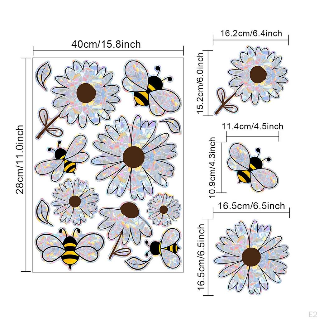 Floral Window Stickers Glass Decals Static Sticker Easy To Peel Decorative Film Clings for