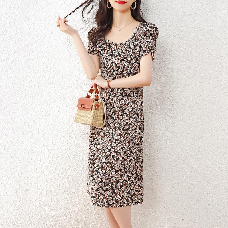 Srcr Floral Chiffon A-Line Midi Dress 2XL