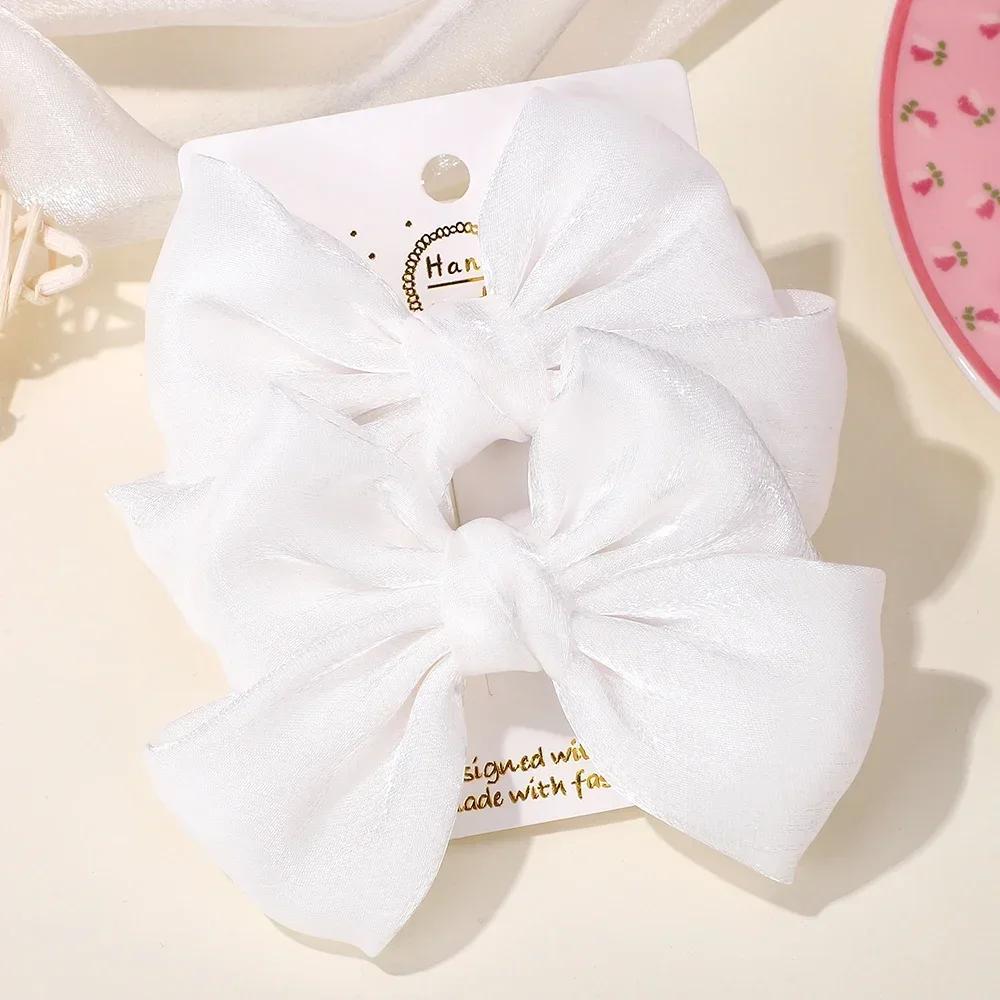 2pcs 4.3inch Girls Organza Bow Hair Clips Cute Baby Bowknot Hairpins Sweet Kids Barrettes Girls Princess Hair Accessories Gift