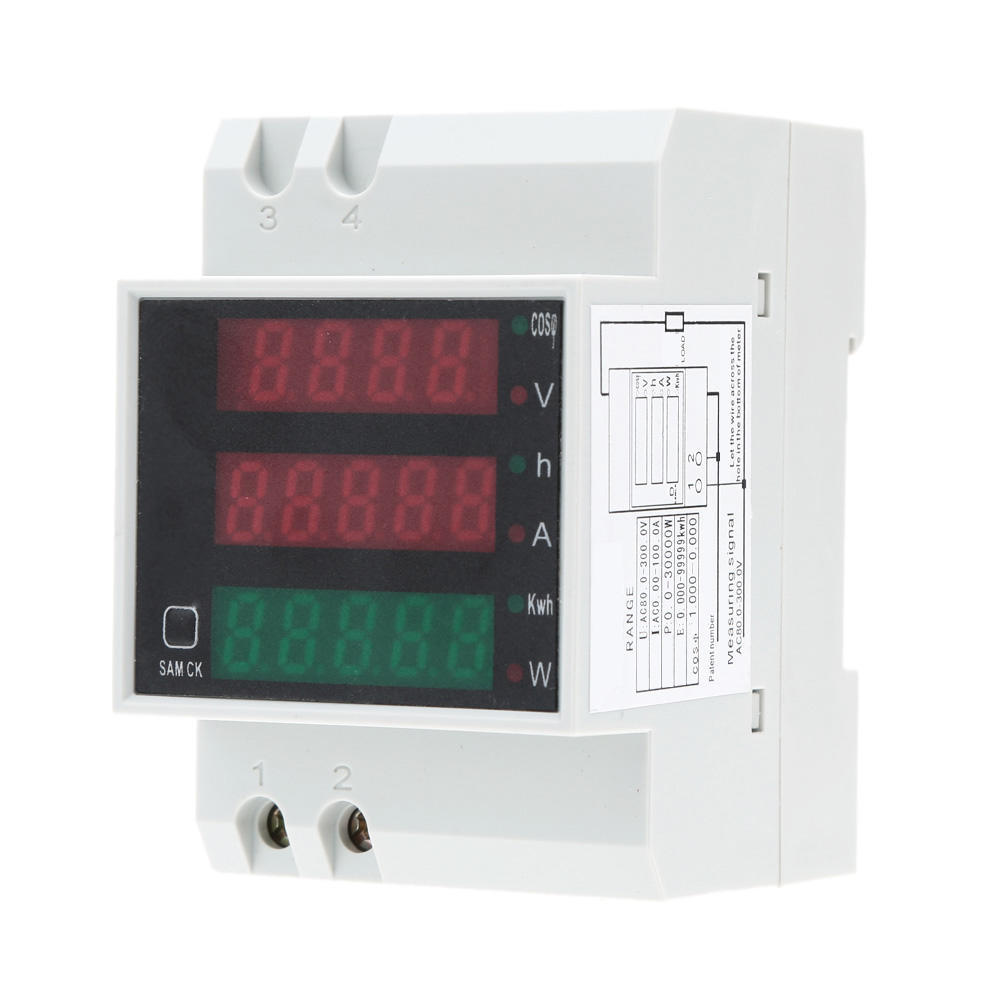 AC80-300V 100A Multi-functional Digital Din Rail Current Voltage Power Factor Meter Ammeter
