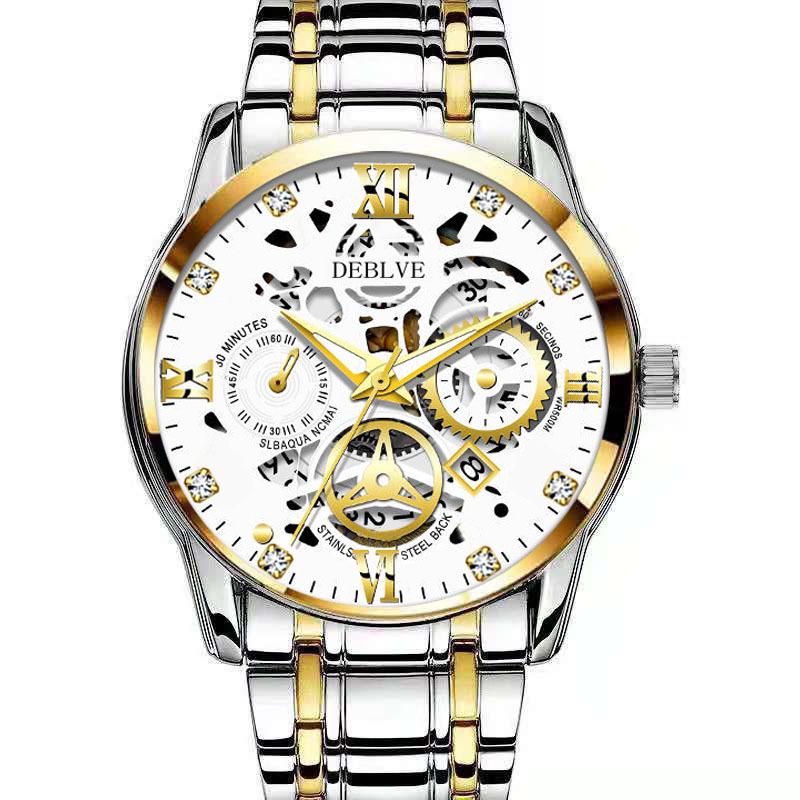 Men's Luminous Waterproof Quartz Wristwatch with Steel Band