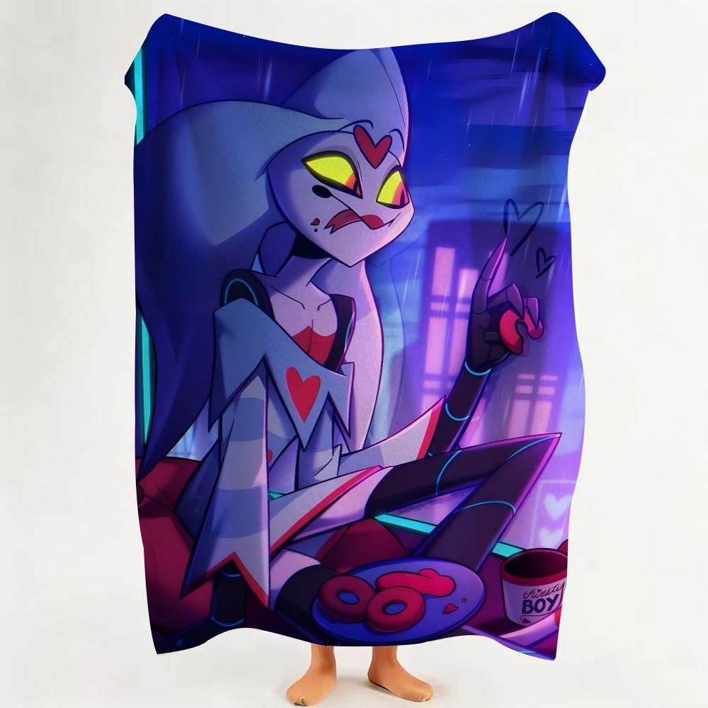 cartoon H Helluva B Boss Throw Flannel Throw Blanket Suitable for Sofa Living Room Bedroom
