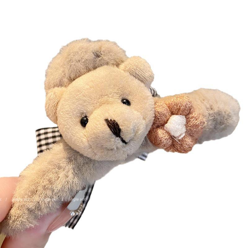 2025 Fall/Winter Teddy Bear Bow Hair Clip - Cute Fluffy Claw Shark Clip Accessory