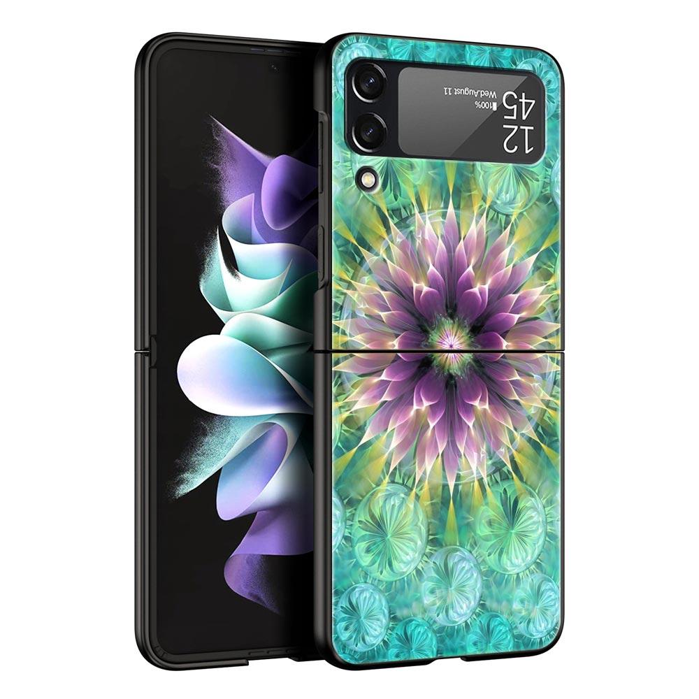 

Retro Circular Totem Design Hard PC Phone Case For Samsung Galaxy Z Flip 7 6 5 4 Black Cover For Galaxy Z Flip 3 Foldable Shell Z Flip 7