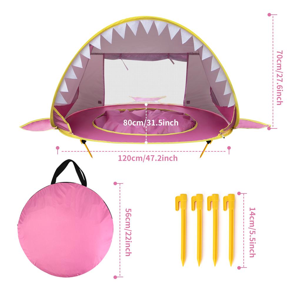 Kids Baby Pop Up Beach Tent with Pool Anti-UV Sunshelter Lightweight Foldable Sun Shade Tent for Beach Garden Outdoor Water Fun