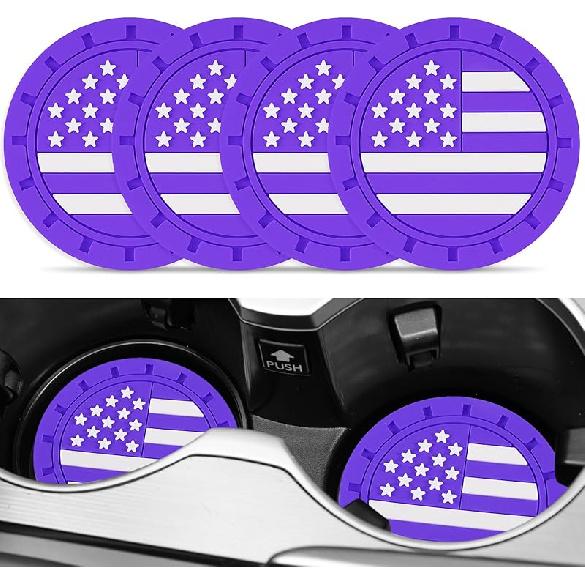 JUSTTOP Car Cup Holder Coaster,American Flag Non-Slip Ert Car Cup Coaster,Car Accessories Interior For Women And Man,4 Pack Black