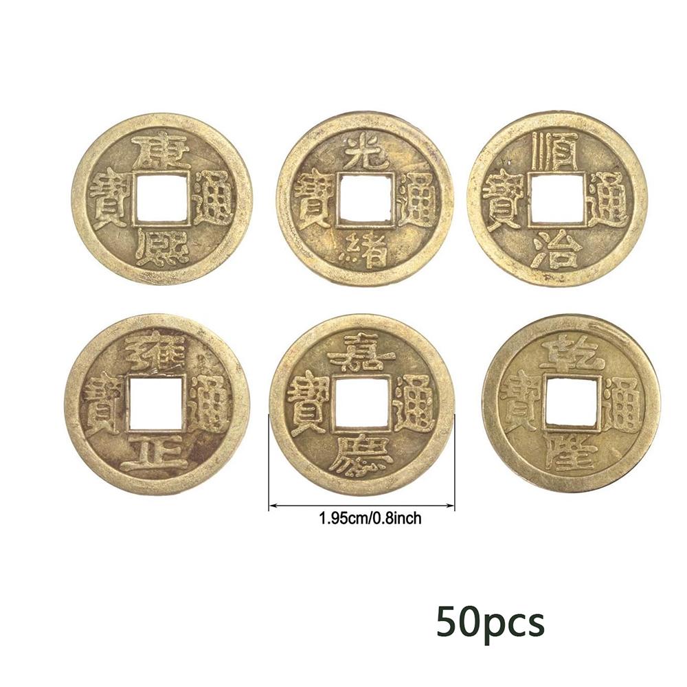 50/100/200Pcs Chinese Feng Shui Coins Antique Bronze Good Luck Ching Coins for Health and Wealth Home Office Car Decoration