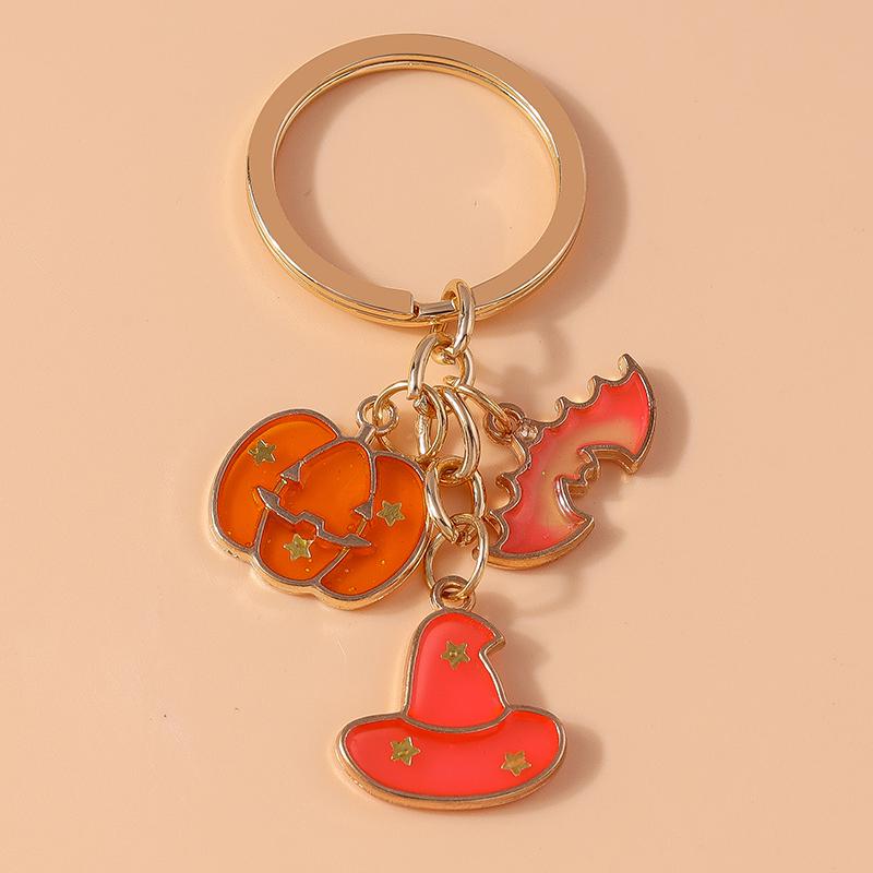 New Enamel Halloween Pumpkin Keychain Bat Ghost Key Rings Pendants for Car Key Holder Handbag Decor DIY Handmade Jewelry Gifts