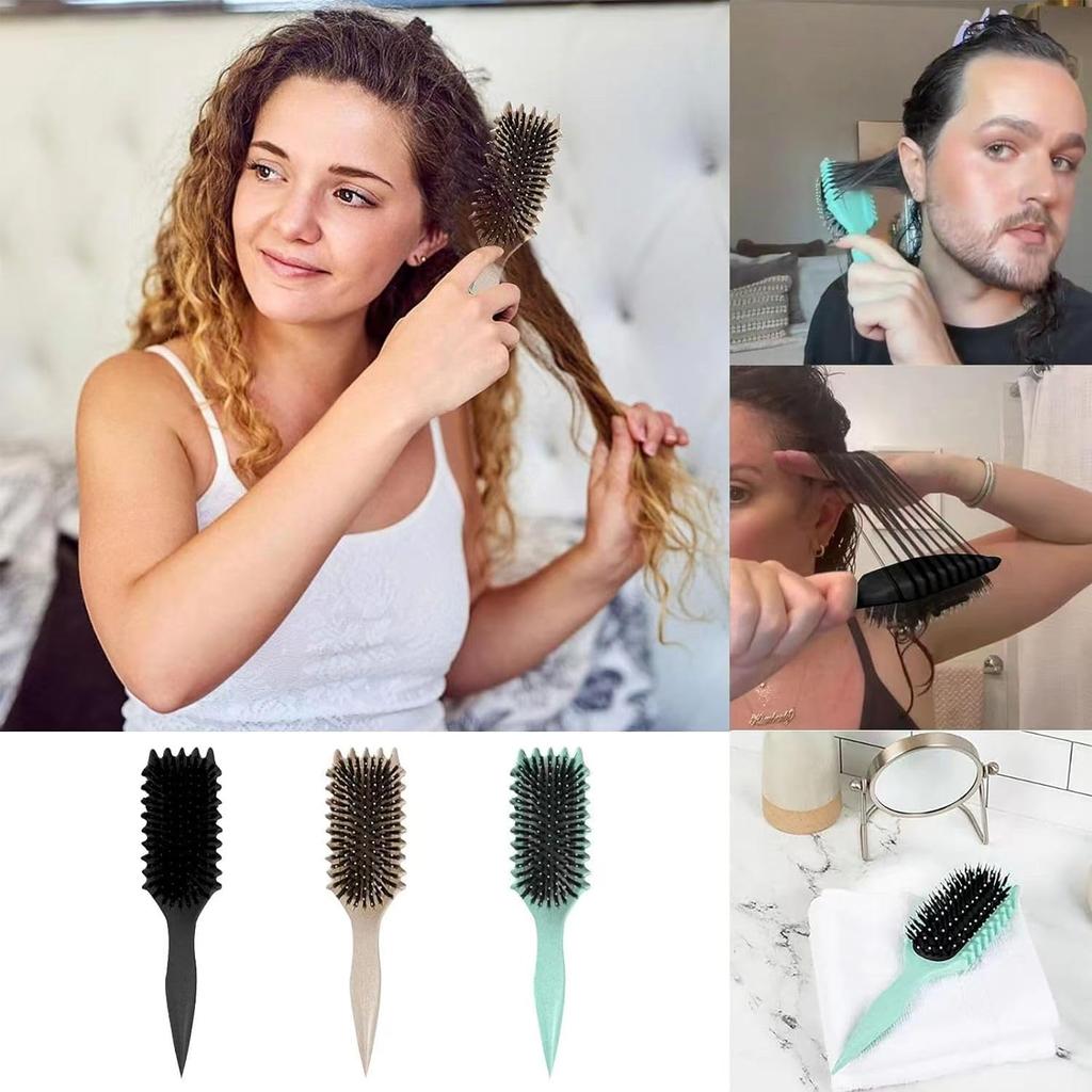 1 PCS  Women Curl Defining Brush, Boar Bristle Hair Brush Styling Brush, Curly Hair Brush, Shaping & Defining Curls