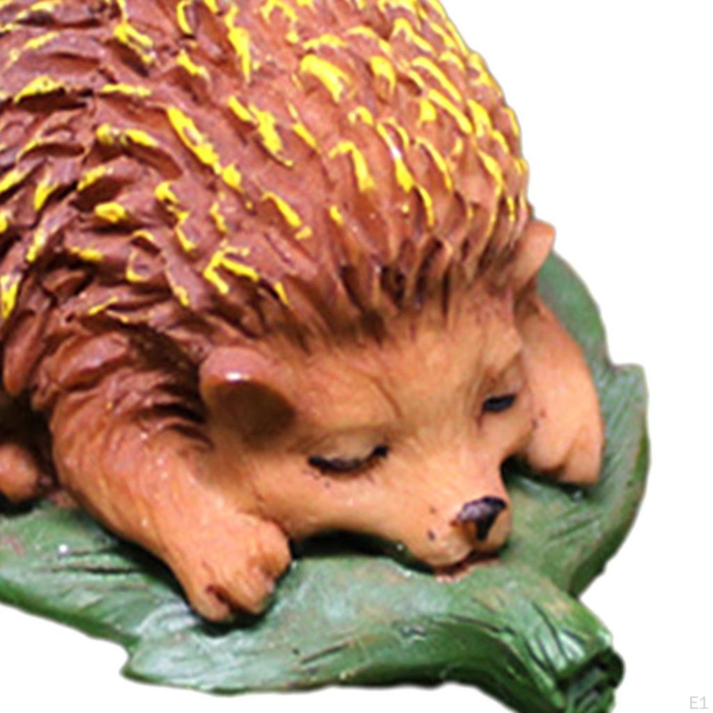 Hedgehog Statue Ornament Realistic Handpainted Mini Figurine Garden Sculpture for