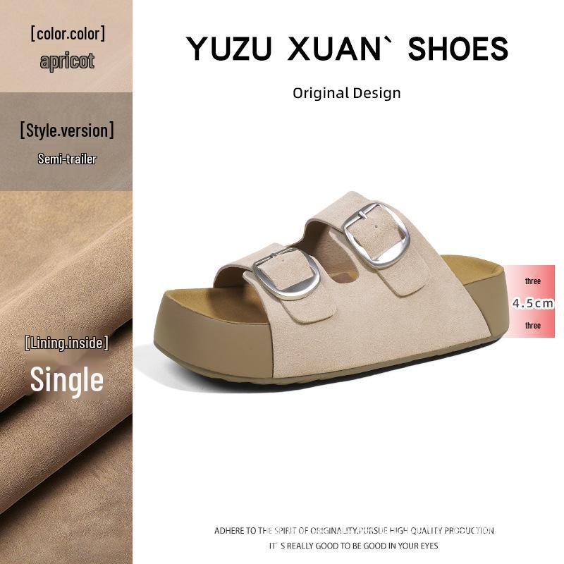 Nama Shoku Pan - Velcro Two-Strap Thick Sole Sandals 4.5CM