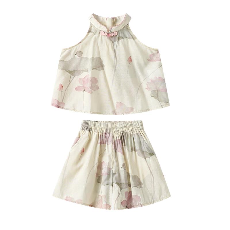 

ASK JUNIOR Girls Chinese Style Halter Top & Shorts Set 120