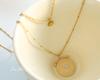 Titanium Steel Gold Plated Double Layer Clavicle Chain with Diamond Pendant and Star Badge