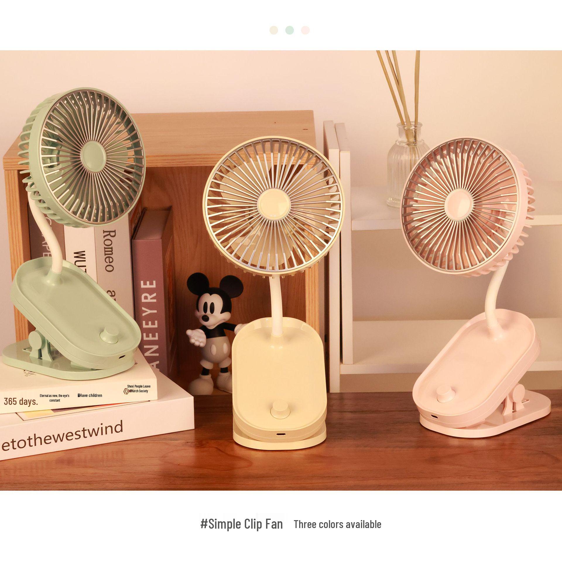 USB Rechargeable Retro Desk Clip Fan - Portable Electric Tabletop Fan See details