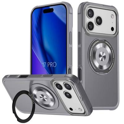 360° Ring Case - BOOLING - for iPhone 17 Pro - Hybrid with Rotating Magnetic Ring - Gray