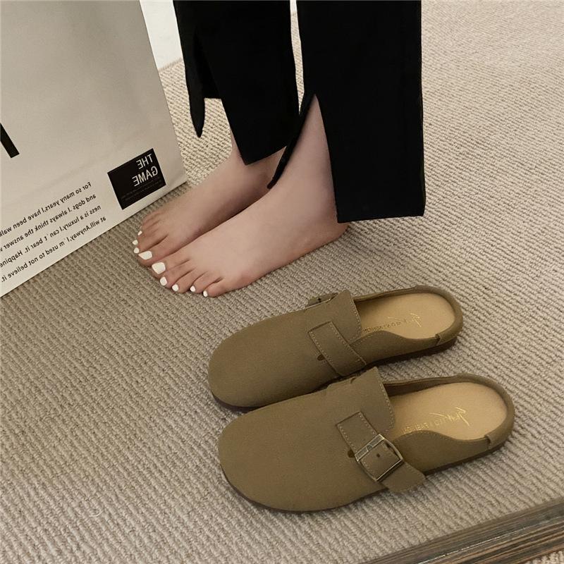 Baotou Half Slippers Women's Outer Wear 2025 New Summer Retro Versatile Flat Bottom Non-slip Lazy Muller Cool Slippers