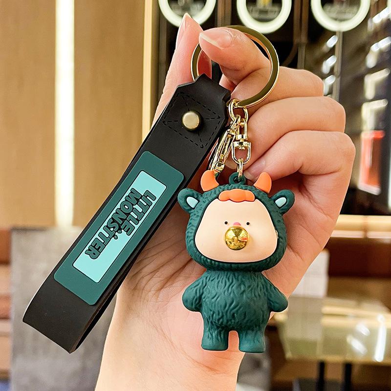 Chubby Cartoon Monster Keychain: Cute Car Pendant & Backpack Charm Gift