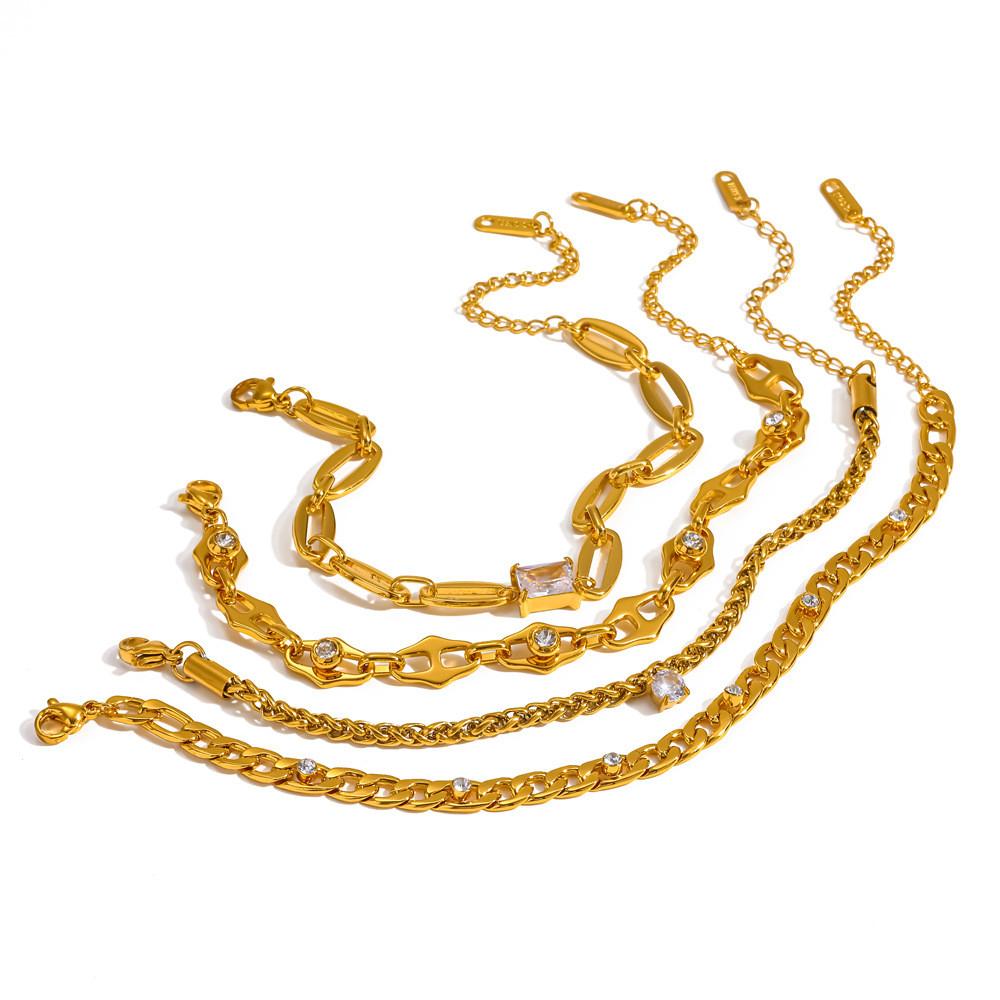Modern Geometric Stainless Steel Bracelet With Gold Plating For Women