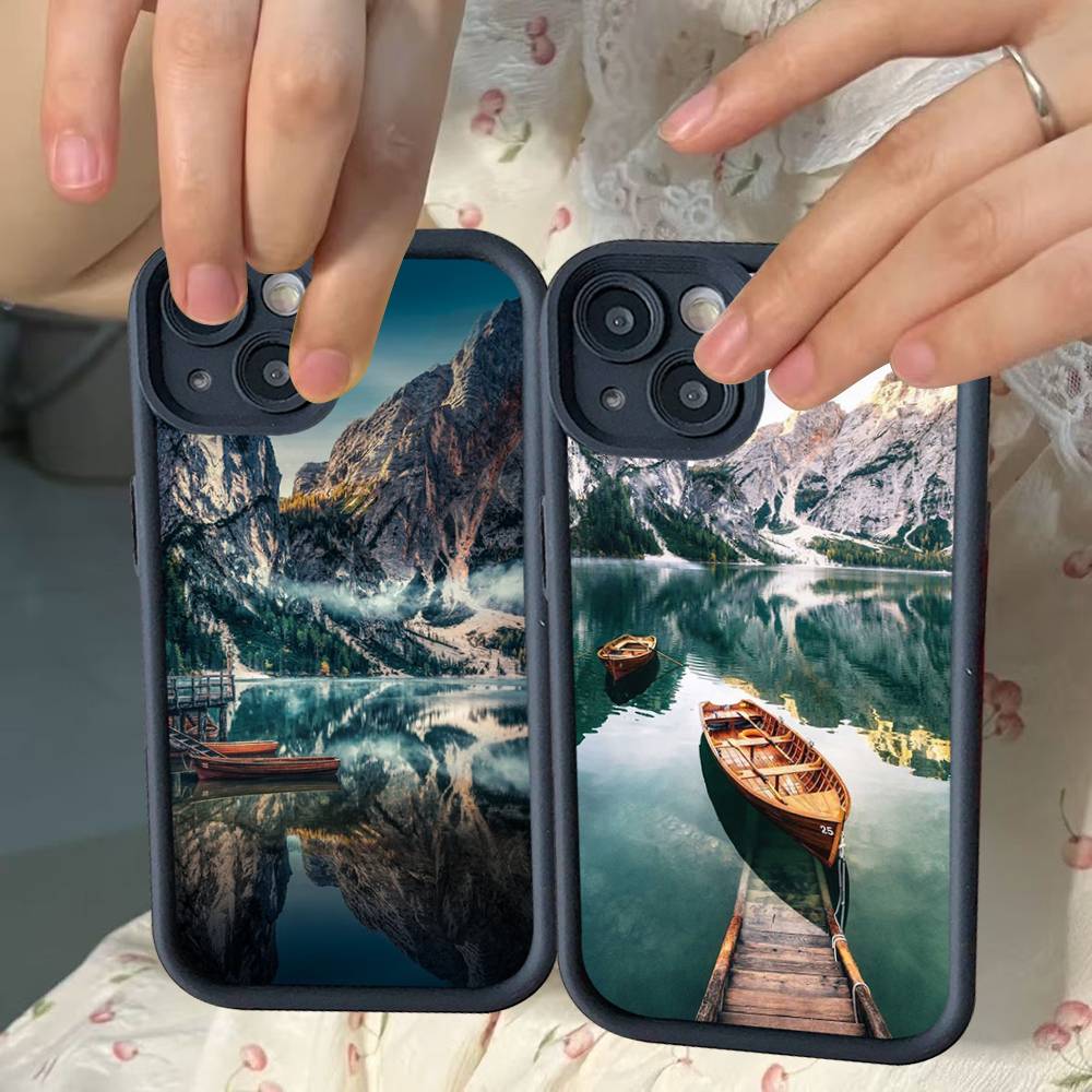 Forest Beach Sunrise Mountains Nature Phone Case For iPhone 11 12 13 14 15 16 17 Pro Max Shockproof Soft TPU Back Cover
