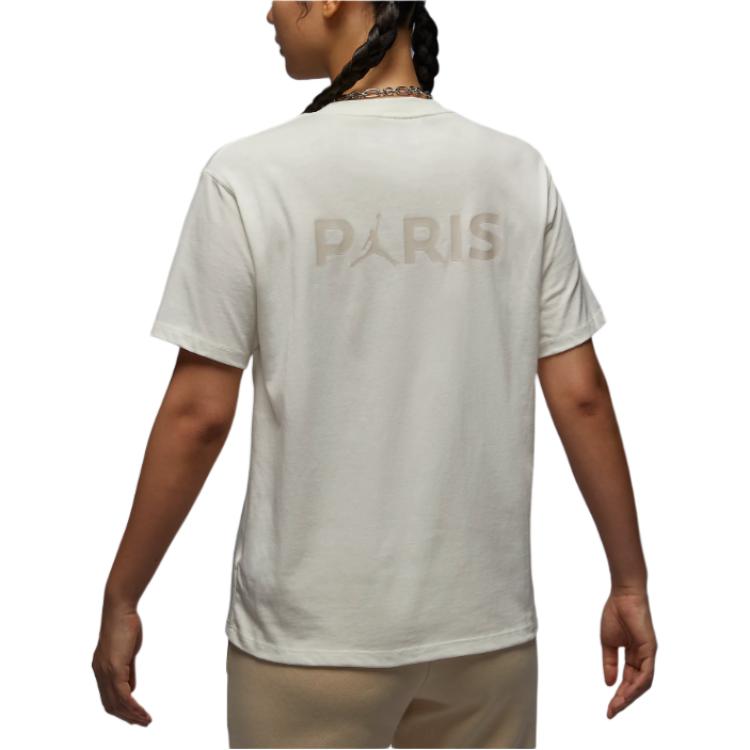 Jordan Paris Saint-Germain Round Neck Pullover Fashion Versatile Short Sleeve T-Shirt Women T-Shirts White FV7749133