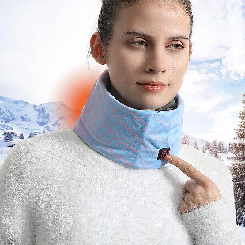 3 Gears Electric Heating Scarf Adjustable Intelligent Winter Warm USB Rechargeable Neckerchief Plush Collar for Men's and Women's