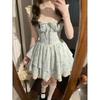 French Retro Floral Small Flying Sleeve Dress for Women's Elegance, New Holiday Style, Sweet and Gentle Temperament Waist Skirt