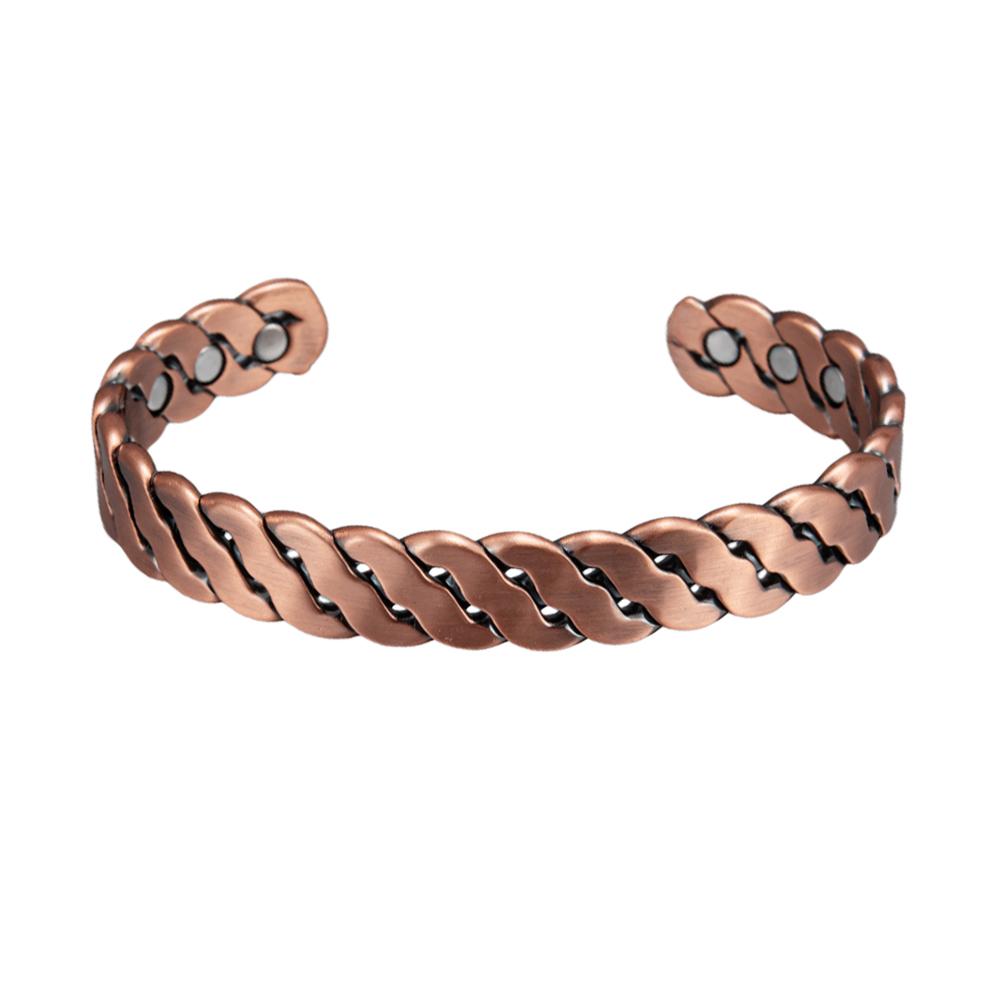 

Vinterly Pure Copper Bracelets Twisted Handmade Braided 12mm Adjustable Bangles Health Energy High Magnet Jewelry Resizable Cuff