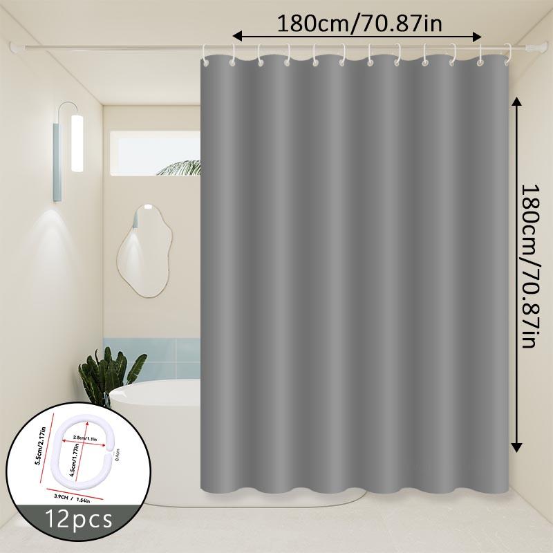 High-End Pure Gray Shower Curtain, Elegant Single-Color Design, Peva Bathroom Curtain, Simple and Durable, Suitable for Shower Partitions