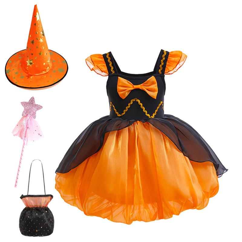 Princess Cosplay Dress: Girls' Little Witch Pumpkin Masquerade Costume