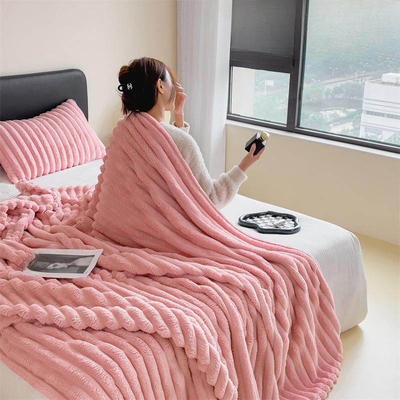 Fleece Throw Blanket for Couch,Super Soft Warm Fluffy Blanket for Bed Sofa Room Decor-Lightweight Cozy Fuzzy Striped Blanket for All Seasons