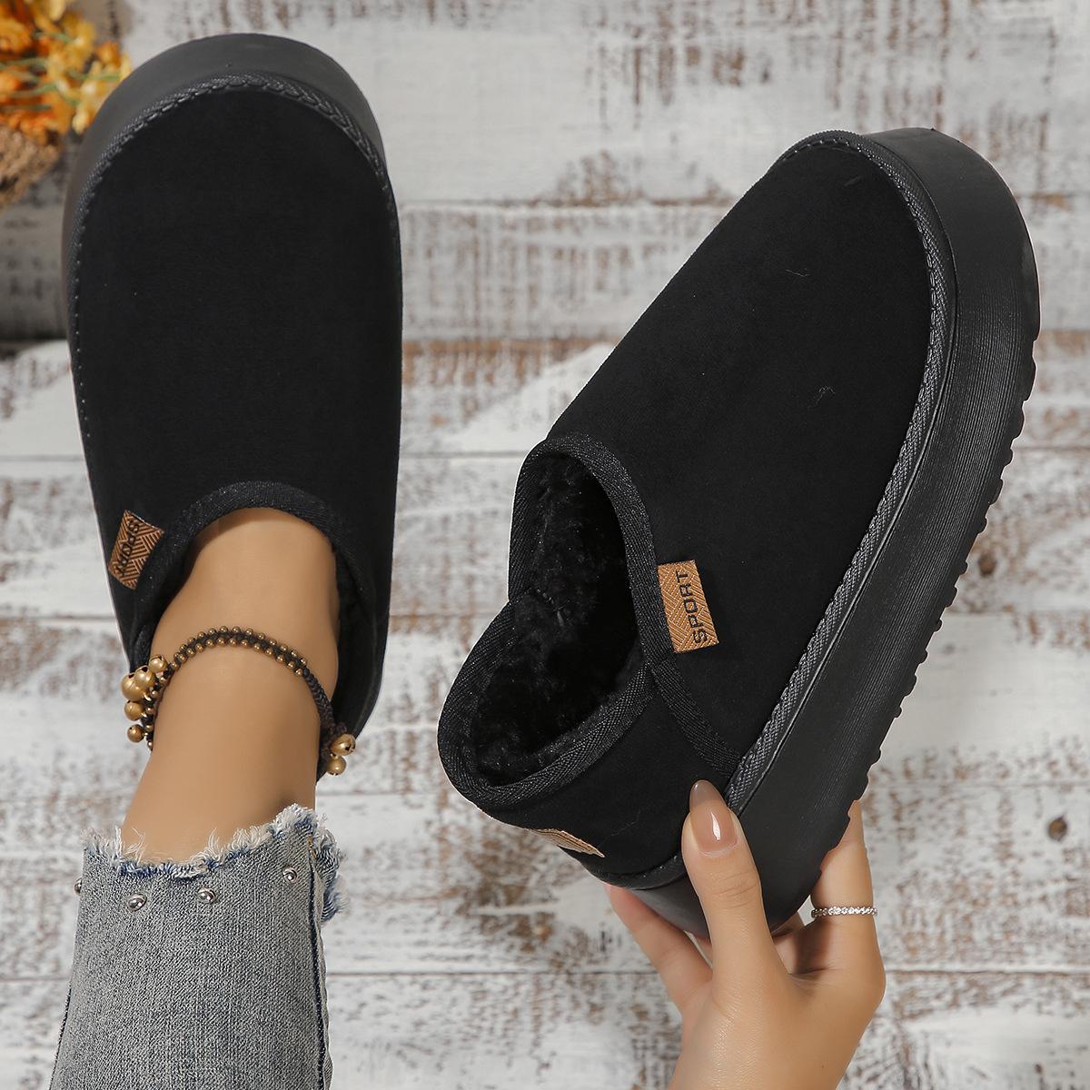 Женские зимние ботинки на толстой подошве 2024 года, новая корейская версия, обувь из хлопка с круглым носком, удобная и теплая женская обувь из хлопка 41 чёрный