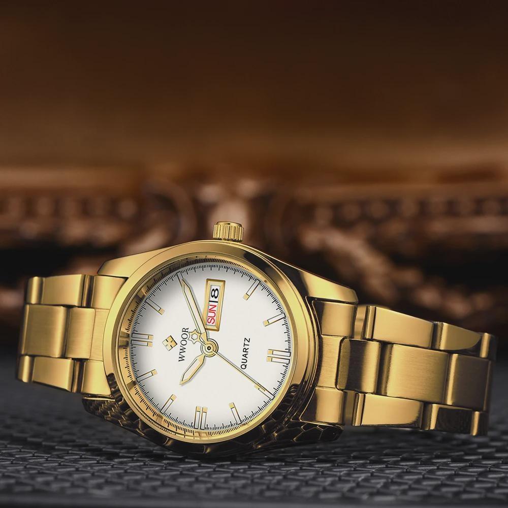 WWOOR New Women Fashion Dress Quartz Watches Lady Stainless Steel Waterproof WristWatch Simple Clock