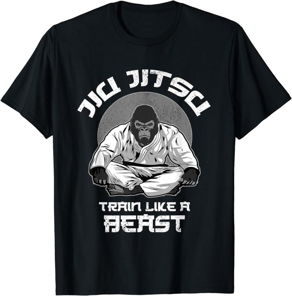 Train Like A Beast Jiu Jitsu, BJJ Grappling MMA Gorilla T-Shirt  Graphic T Shirts  Men Clothing Tops Camisetas